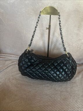 Cato Quilted Black Leather Shoulder Handbag